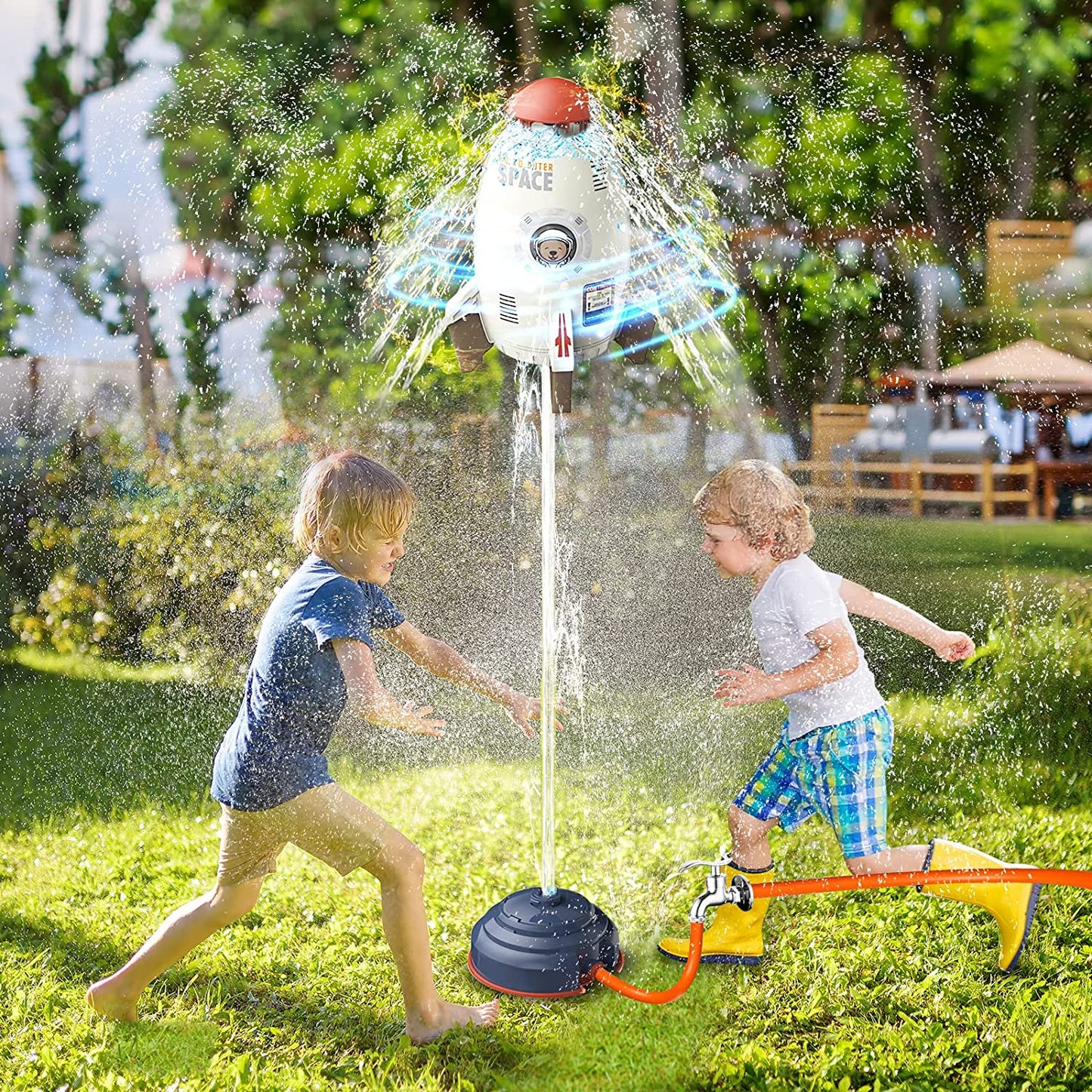 Juego de baño cohete lanza agua giratorio